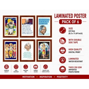 Pack Of 6 Laminated A4 Wall Posters | Spiritual, Motivational & Inspirational Designs | 250 GSM Photo Paper | Water-Resistant | Double-Sided Tape (F39233) Pack Of 6 Laminated A4 Wall Posters | Spiritual, Motivational & Inspirational Designs | 250 GSM Photo Paper | Water-Resistant | Double-Sided Tape (F39233)