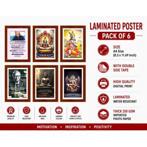 Pack Of 6 Laminated A4 Wall Posters | Spiritual, Motivational & Inspirational Designs | 250 GSM Photo Paper | Water-Resistant | Double-Sided Tape (F39317)