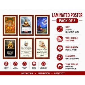Pack Of 6 Laminated A4 Wall Posters | Spiritual, Motivational & Inspirational Designs | 250 GSM Photo Paper | Water-Resistant | Double-Sided Tape (F38958) Pack Of 6 Laminated A4 Wall Posters | Spiritual, Motivational & Inspirational Designs | 250 GSM Photo Paper | Water-Resistant | Double-Sided Tape (F38958)
