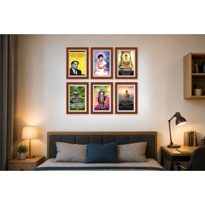 Pack Of 6 Laminated A4 Wall Posters | Spiritual, Motivational & Inspirational Designs | 250 GSM Photo Paper | Water-Resistant | Double-Sided Tape (F39337)