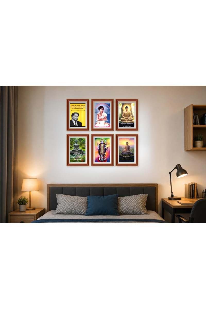 Pack Of 6 Laminated A4 Wall Posters | Spiritual, Motivational & Inspirational Designs | 250 GSM Photo Paper | Water-Resistant | Double-Sided Tape (F39337)
