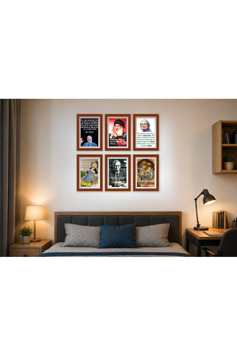 Pack Of 6 Laminated A4 Wall Posters | Spiritual, Motivational & Inspirational Designs | 250 GSM Photo Paper | Water-Resistant | Double-Sided Tape (F38946)