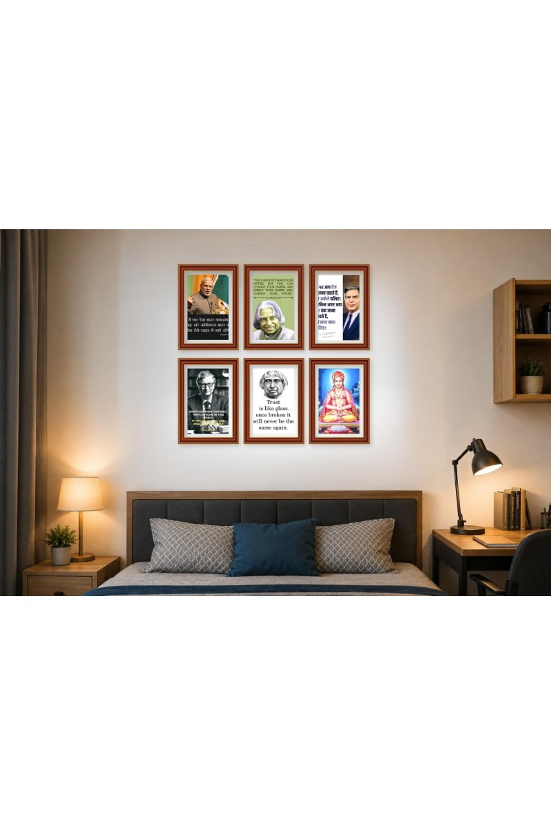 Pack Of 6 Laminated A4 Wall Posters | Spiritual, Motivational & Inspirational Designs | 250 GSM Photo Paper | Water-Resistant | Double-Sided Tape (F38988)