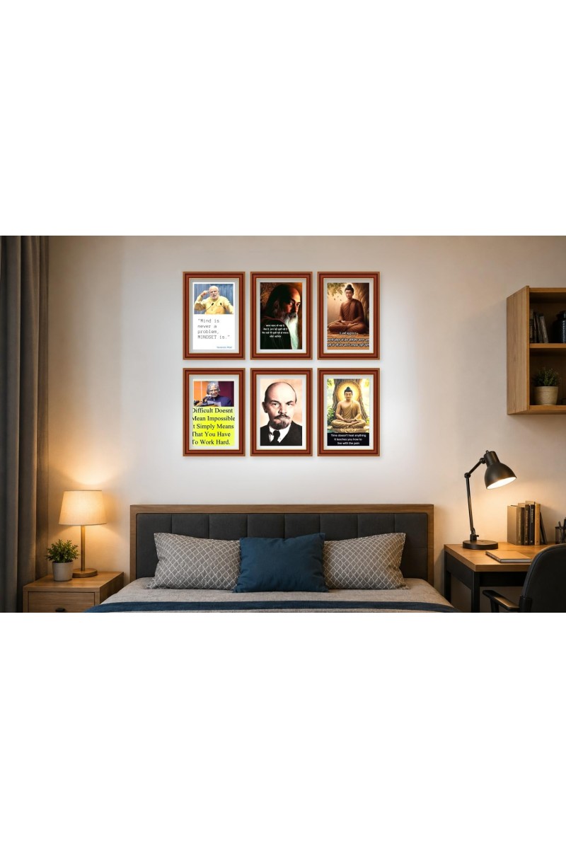 Pack Of 6 Laminated A4 Wall Posters | Spiritual, Motivational & Inspirational Designs | 250 GSM Photo Paper | Water-Resistant | Double-Sided Tape (F39110)