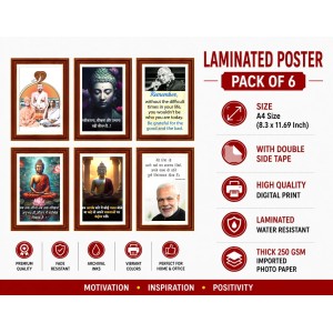 Pack Of 6 Laminated A4 Wall Posters | Spiritual, Motivational & Inspirational Designs | 250 GSM Photo Paper | Water-Resistant | Double-Sided Tape (F39103) Pack Of 6 Laminated A4 Wall Posters | Spiritual, Motivational & Inspirational Designs | 250 GSM Photo Paper | Water-Resistant | Double-Sided Tape (F39103)