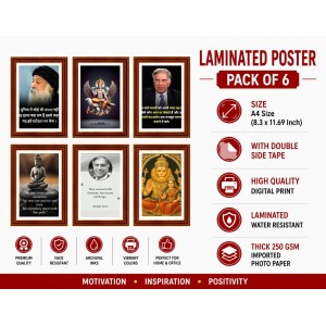 Pack Of 6 Laminated A4 Wall Posters | Spiritual, Motivational & Inspirational Designs | 250 GSM Photo Paper | Water-Resistant | Double-Sided Tape (F39313)