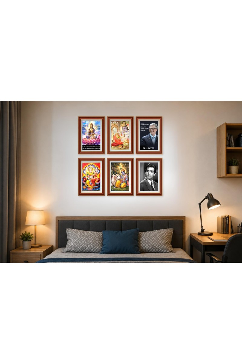 Pack Of 6 Laminated A4 Wall Posters | Spiritual, Motivational & Inspirational Designs | 250 GSM Photo Paper | Water-Resistant | Double-Sided Tape (F39374)