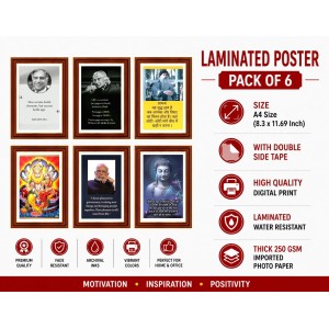 Pack Of 6 Laminated A4 Wall Posters | Spiritual, Motivational & Inspirational Designs | 250 GSM Photo Paper | Water-Resistant | Double-Sided Tape (F39306)