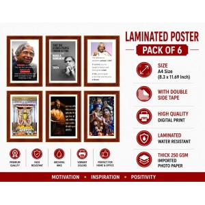 Pack Of 6 Laminated A4 Wall Posters | Spiritual, Motivational & Inspirational Designs | 250 GSM Photo Paper | Water-Resistant | Double-Sided Tape (F39033) Pack Of 6 Laminated A4 Wall Posters | Spiritual, Motivational & Inspirational Designs | 250 GSM Photo Paper | Water-Resistant | Double-Sided Tape (F39033)