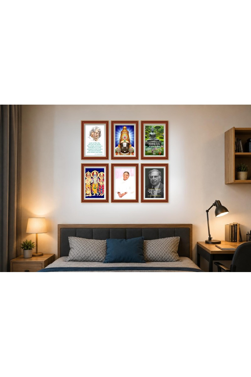 Pack Of 6 Laminated A4 Wall Posters | Spiritual, Motivational & Inspirational Designs | 250 GSM Photo Paper | Water-Resistant | Double-Sided Tape (F39036)