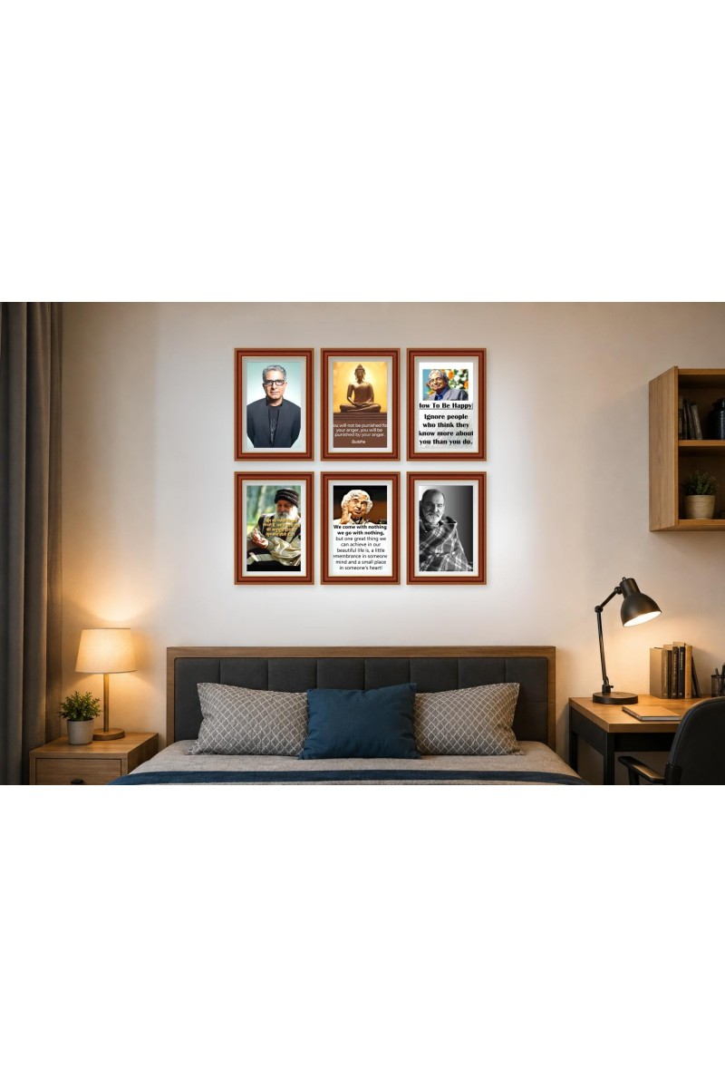 Pack Of 6 Laminated A4 Wall Posters | Spiritual, Motivational & Inspirational Designs | 250 GSM Photo Paper | Water-Resistant | Double-Sided Tape (F39107)
