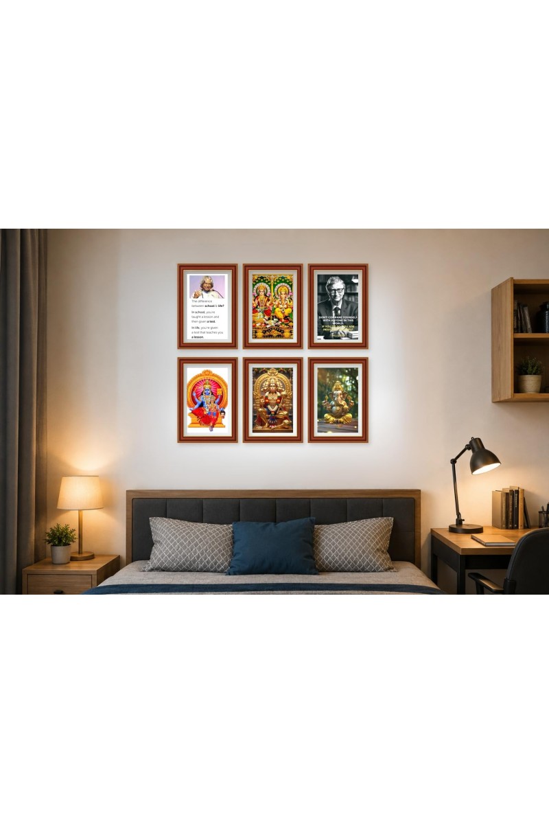 Pack Of 6 Laminated A4 Wall Posters | Spiritual, Motivational & Inspirational Designs | 250 GSM Photo Paper | Water-Resistant | Double-Sided Tape (F39279)