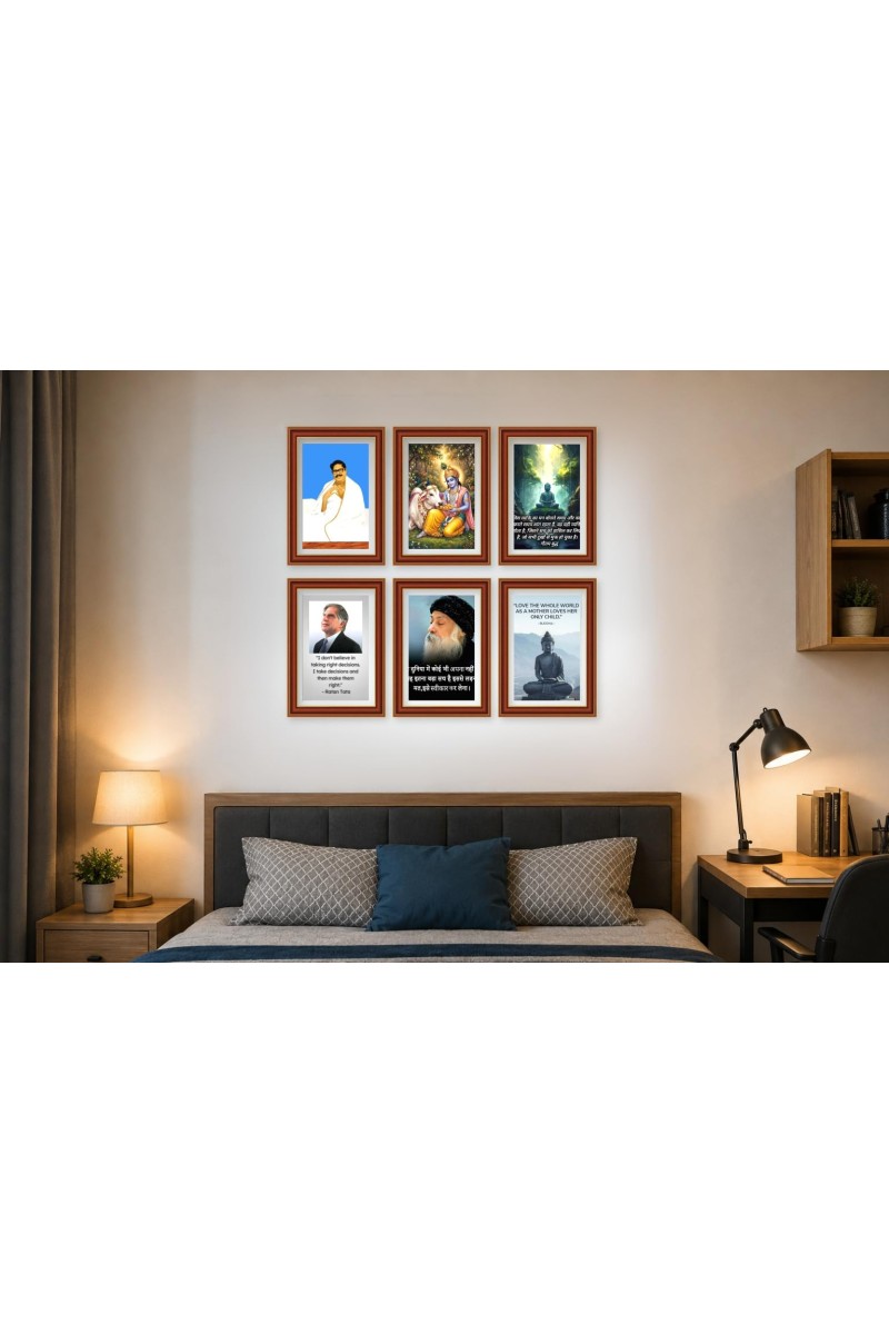 Pack Of 6 Laminated A4 Wall Posters | Spiritual, Motivational & Inspirational Designs | 250 GSM Photo Paper | Water-Resistant | Double-Sided Tape (F39111)