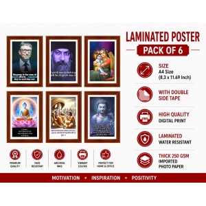 Pack Of 6 Laminated A4 Wall Posters | Spiritual, Motivational & Inspirational Designs | 250 GSM Photo Paper | Water-Resistant | Double-Sided Tape (F39016) Pack Of 6 Laminated A4 Wall Posters | Spiritual, Motivational & Inspirational Designs | 250 GSM Photo Paper | Water-Resistant | Double-Sided Tape (F39016)