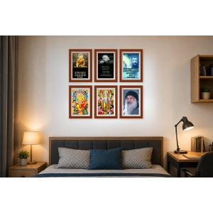 Pack Of 6 Laminated A4 Wall Posters | Spiritual, Motivational & Inspirational Designs | 250 GSM Photo Paper | Water-Resistant | Double-Sided Tape (F39047)