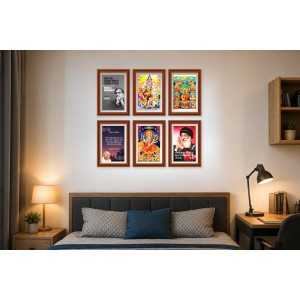 Pack Of 6 Laminated A4 Wall Posters | Spiritual, Motivational & Inspirational Designs | 250 GSM Photo Paper | Water-Resistant | Double-Sided Tape (F39328)