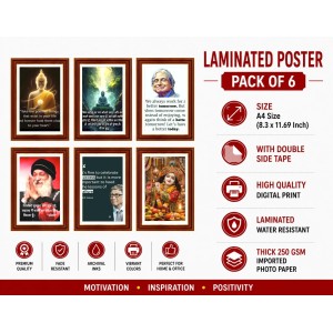 Pack Of 6 Laminated A4 Wall Posters | Spiritual, Motivational & Inspirational Designs | 250 GSM Photo Paper | Water-Resistant | Double-Sided Tape (F39168) Pack Of 6 Laminated A4 Wall Posters | Spiritual, Motivational & Inspirational Designs | 250 GSM Photo Paper | Water-Resistant | Double-Sided Tape (F39168)