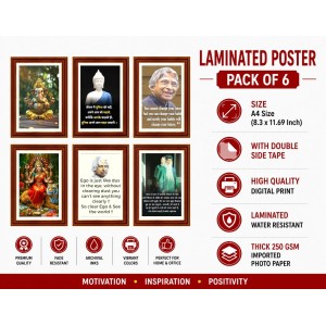 Pack Of 6 Laminated A4 Wall Posters | Spiritual, Motivational & Inspirational Designs | 250 GSM Photo Paper | Water-Resistant | Double-Sided Tape (F39072) Pack Of 6 Laminated A4 Wall Posters | Spiritual, Motivational & Inspirational Designs | 250 GSM Photo Paper | Water-Resistant | Double-Sided Tape (F39072)