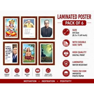 Pack Of 6 Laminated A4 Wall Posters | Spiritual, Motivational & Inspirational Designs | 250 GSM Photo Paper | Water-Resistant | Double-Sided Tape (F39383) Pack Of 6 Laminated A4 Wall Posters | Spiritual, Motivational & Inspirational Designs | 250 GSM Photo Paper | Water-Resistant | Double-Sided Tape (F39383)
