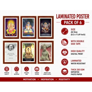 Pack Of 6 Laminated A4 Wall Posters | Spiritual, Motivational & Inspirational Designs | 250 GSM Photo Paper | Water-Resistant | Double-Sided Tape (F38966)
