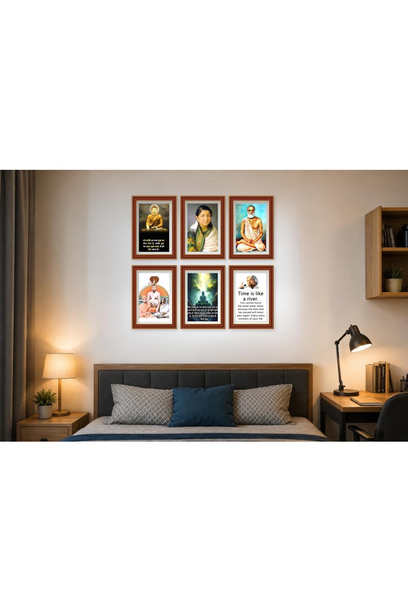 Pack Of 6 Laminated A4 Wall Posters | Spiritual, Motivational & Inspirational Designs | 250 GSM Photo Paper | Water-Resistant | Double-Sided Tape (F39064)