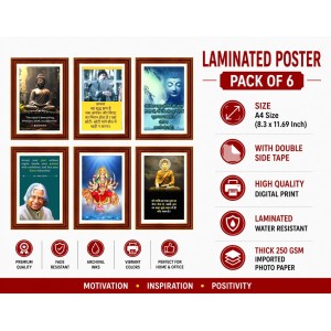 Pack Of 6 Laminated A4 Wall Posters | Spiritual, Motivational & Inspirational Designs | 250 GSM Photo Paper | Water-Resistant | Double-Sided Tape (F39229) Pack Of 6 Laminated A4 Wall Posters | Spiritual, Motivational & Inspirational Designs | 250 GSM Photo Paper | Water-Resistant | Double-Sided Tape (F39229)
