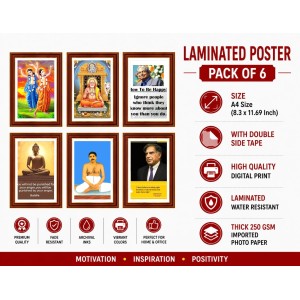 Pack Of 6 Laminated A4 Wall Posters | Spiritual, Motivational & Inspirational Designs | 250 GSM Photo Paper | Water-Resistant | Double-Sided Tape (F39075) Pack Of 6 Laminated A4 Wall Posters | Spiritual, Motivational & Inspirational Designs | 250 GSM Photo Paper | Water-Resistant | Double-Sided Tape (F39075)