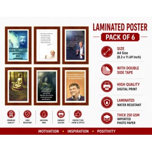 Pack Of 6 Laminated A4 Wall Posters | Spiritual, Motivational & Inspirational Designs | 250 GSM Photo Paper | Water-Resistant | Double-Sided Tape (F39030)
