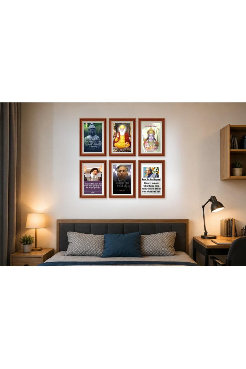 Pack Of 6 Laminated A4 Wall Posters | Spiritual, Motivational & Inspirational Designs | 250 GSM Photo Paper | Water-Resistant | Double-Sided Tape (F39240)