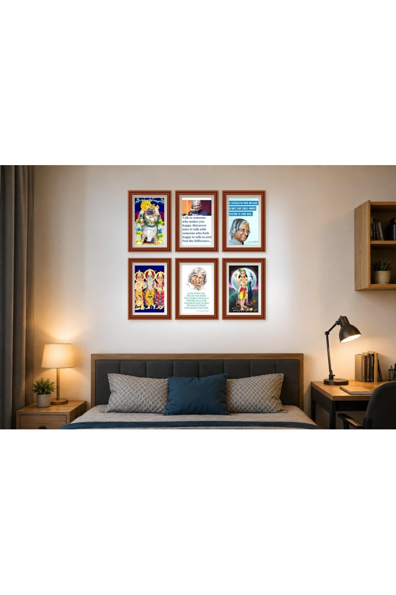 Pack Of 6 Laminated A4 Wall Posters | Spiritual, Motivational & Inspirational Designs | 250 GSM Photo Paper | Water-Resistant | Double-Sided Tape (F39233)