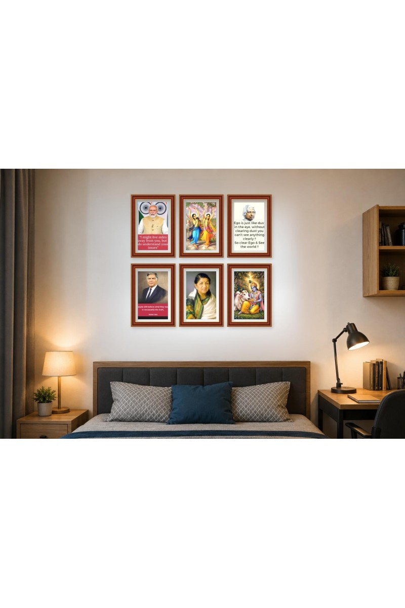 Pack Of 6 Laminated A4 Wall Posters | Spiritual, Motivational & Inspirational Designs | 250 GSM Photo Paper | Water-Resistant | Double-Sided Tape (F39245)