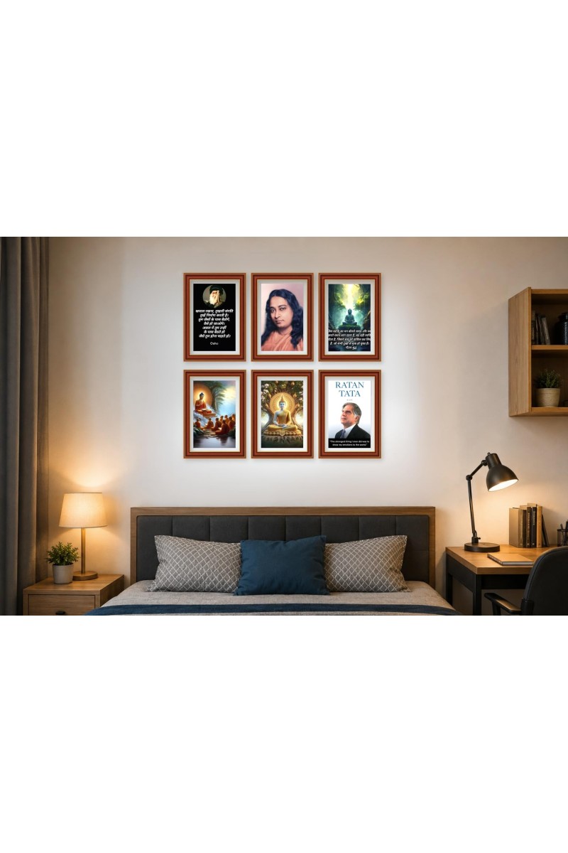 Pack Of 6 Laminated A4 Wall Posters | Spiritual, Motivational & Inspirational Designs | 250 GSM Photo Paper | Water-Resistant | Double-Sided Tape (F39063)