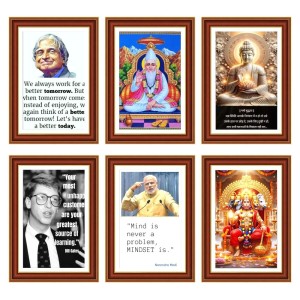 Pack Of 6 Laminated A4 Wall Posters | Spiritual, Motivational & Inspirational Designs | 250 GSM Photo Paper | Water-Resistant | Double-Sided Tape (F39322)