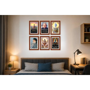 Pack Of 6 Laminated A4 Wall Posters | Spiritual, Motivational & Inspirational Designs | 250 GSM Photo Paper | Water-Resistant | Double-Sided Tape (F39281)