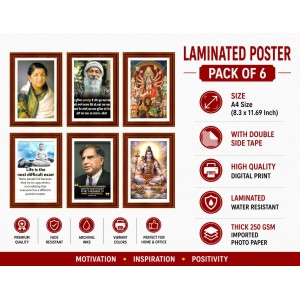 Pack Of 6 Laminated A4 Wall Posters | Spiritual, Motivational & Inspirational Designs | 250 GSM Photo Paper | Water-Resistant | Double-Sided Tape (F39031)