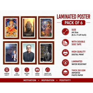Pack Of 6 Laminated A4 Wall Posters | Spiritual, Motivational & Inspirational Designs | 250 GSM Photo Paper | Water-Resistant | Double-Sided Tape (F39105) Pack Of 6 Laminated A4 Wall Posters | Spiritual, Motivational & Inspirational Designs | 250 GSM Photo Paper | Water-Resistant | Double-Sided Tape (F39105)