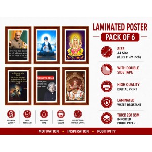 Pack Of 6 Laminated A4 Wall Posters | Spiritual, Motivational & Inspirational Designs | 250 GSM Photo Paper | Water-Resistant | Double-Sided Tape (F39185) Pack Of 6 Laminated A4 Wall Posters | Spiritual, Motivational & Inspirational Designs | 250 GSM Photo Paper | Water-Resistant | Double-Sided Tape (F39185)