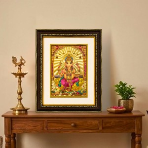 Golden Photo Frame for Home Decor & Puja Room | Decorative Religious Wall Art with Golden Finish | Hindu God Frame for Temple, Living Room, Office & Gift Purpose (Ganesh) Golden Photo Frame for Home Decor & Puja Room | Decorative Religious Wall Art with Golden Finish | Hindu God Frame for Temple, Living Room, Office & Gift Purpose (Ganesh)