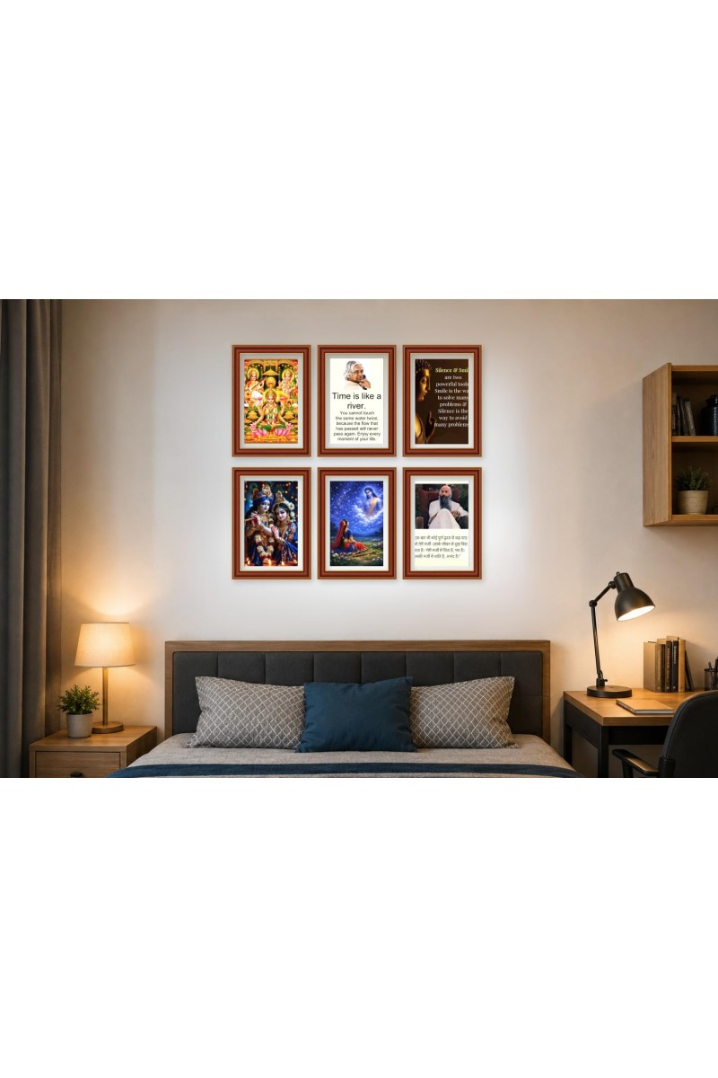Pack Of 6 Laminated A4 Wall Posters | Spiritual, Motivational & Inspirational Designs | 250 GSM Photo Paper | Water-Resistant | Double-Sided Tape (F39440)