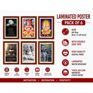 Pack Of 6 Laminated A4 Wall Posters | Spiritual, Motivational & Inspirational Designs | 250 GSM Photo Paper | Water-Resistant | Double-Sided Tape (F39122) Pack Of 6 Laminated A4 Wall Posters | Spiritual, Motivational & Inspirational Designs | 250 GSM Photo Paper | Water-Resistant | Double-Sided Tape (F39122)