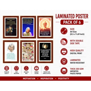 Pack Of 6 Laminated A4 Wall Posters | Spiritual, Motivational & Inspirational Designs | 250 GSM Photo Paper | Water-Resistant | Double-Sided Tape (F39395) Pack Of 6 Laminated A4 Wall Posters | Spiritual, Motivational & Inspirational Designs | 250 GSM Photo Paper | Water-Resistant | Double-Sided Tape (F39395)