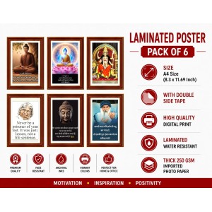 Pack Of 6 Laminated A4 Wall Posters | Spiritual, Motivational & Inspirational Designs | 250 GSM Photo Paper | Water-Resistant | Double-Sided Tape (F39248) Pack Of 6 Laminated A4 Wall Posters | Spiritual, Motivational & Inspirational Designs | 250 GSM Photo Paper | Water-Resistant | Double-Sided Tape (F39248)