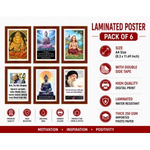 Pack Of 6 Laminated A4 Wall Posters | Spiritual, Motivational & Inspirational Designs | 250 GSM Photo Paper | Water-Resistant | Double-Sided Tape (F39086) Pack Of 6 Laminated A4 Wall Posters | Spiritual, Motivational & Inspirational Designs | 250 GSM Photo Paper | Water-Resistant | Double-Sided Tape (F39086)