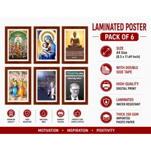 Pack Of 6 Laminated A4 Wall Posters | Spiritual, Motivational & Inspirational Designs | 250 GSM Photo Paper | Water-Resistant | Double-Sided Tape (F39070) Pack Of 6 Laminated A4 Wall Posters | Spiritual, Motivational & Inspirational Designs | 250 GSM Photo Paper | Water-Resistant | Double-Sided Tape (F39070)