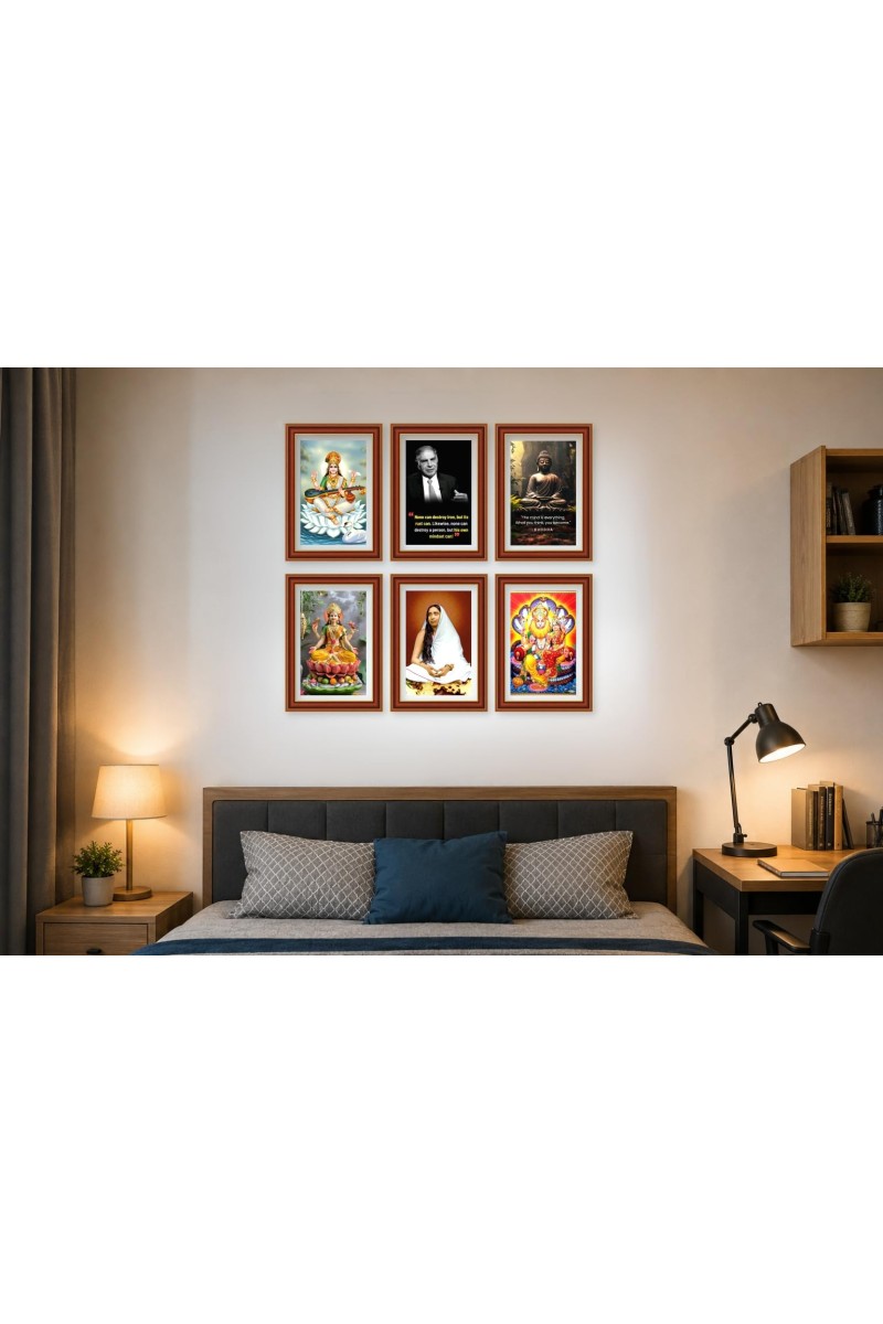 Pack Of 6 Laminated A4 Wall Posters | Spiritual, Motivational & Inspirational Designs | 250 GSM Photo Paper | Water-Resistant | Double-Sided Tape (F39315)