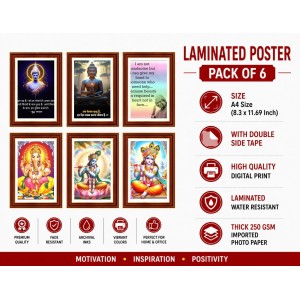 Pack Of 6 Laminated A4 Wall Posters | Spiritual, Motivational & Inspirational Designs | 250 GSM Photo Paper | Water-Resistant | Double-Sided Tape (F39146) Pack Of 6 Laminated A4 Wall Posters | Spiritual, Motivational & Inspirational Designs | 250 GSM Photo Paper | Water-Resistant | Double-Sided Tape (F39146)