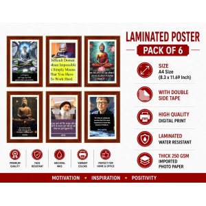 Pack Of 6 Laminated A4 Wall Posters | Spiritual, Motivational & Inspirational Designs | 250 GSM Photo Paper | Water-Resistant | Double-Sided Tape (F38994) Pack Of 6 Laminated A4 Wall Posters | Spiritual, Motivational & Inspirational Designs | 250 GSM Photo Paper | Water-Resistant | Double-Sided Tape (F38994)