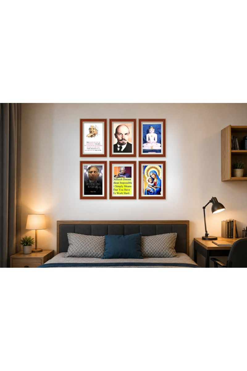 Pack Of 6 Laminated A4 Wall Posters | Spiritual, Motivational & Inspirational Designs | 250 GSM Photo Paper | Water-Resistant | Double-Sided Tape (F39215)