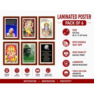Pack Of 6 Laminated A4 Wall Posters | Spiritual, Motivational & Inspirational Designs | 250 GSM Photo Paper | Water-Resistant | Double-Sided Tape (F39406) Pack Of 6 Laminated A4 Wall Posters | Spiritual, Motivational & Inspirational Designs | 250 GSM Photo Paper | Water-Resistant | Double-Sided Tape (F39406)