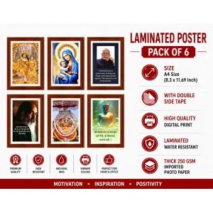 Pack Of 6 Laminated A4 Wall Posters | Spiritual, Motivational & Inspirational Designs | 250 GSM Photo Paper | Water-Resistant | Double-Sided Tape (F38969)